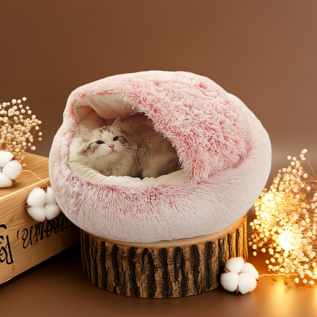 2 In 1 Dog And Cat Bed Pet Winter Bed Round Plush Warm Bed House Soft Long Plush Pets Bed Pet Products