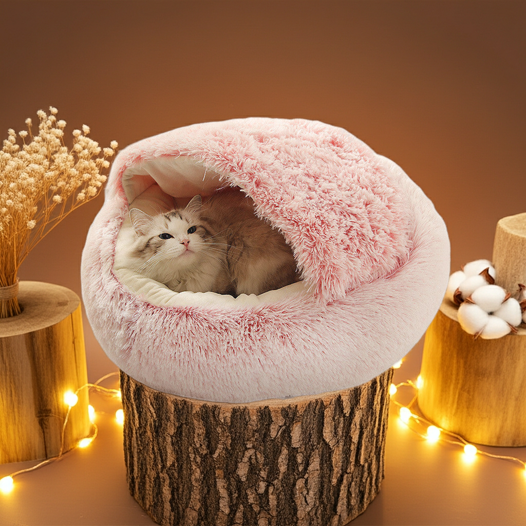 2 In 1 Dog And Cat Bed Pet Winter Bed Round Plush Warm Bed House Soft Long Plush Pets Bed Pet Products